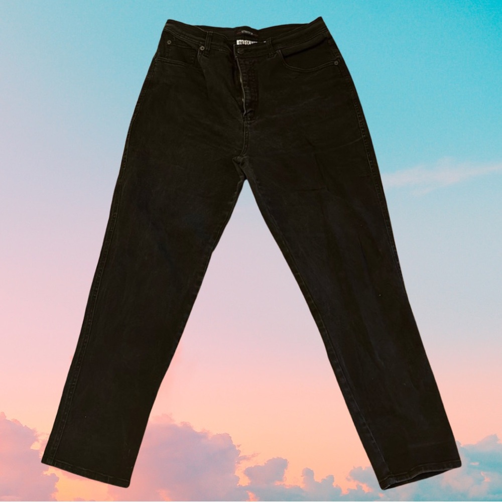 Bill Blass Black Dark Gray Stretch Straight Denim Size 14